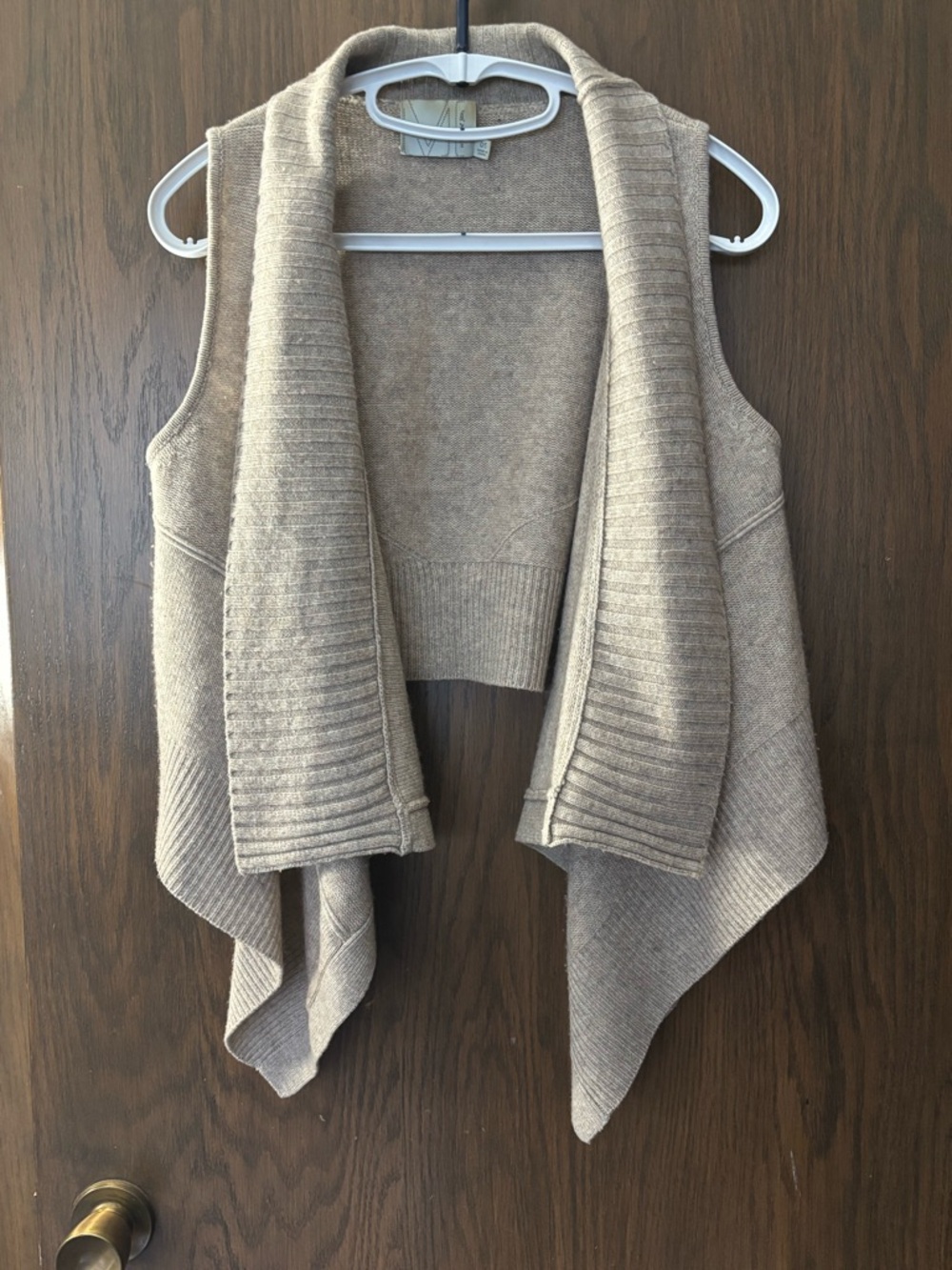 Michael Stars Taupe Draped Sleeveless Knit Vest